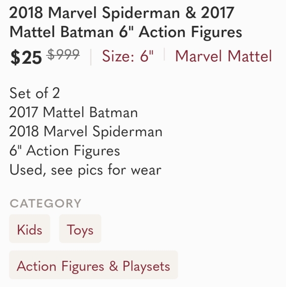 2018 Marvel Spiderman & 2017 Mattel Batman 6" Action Figures - Picture 10 of 14
